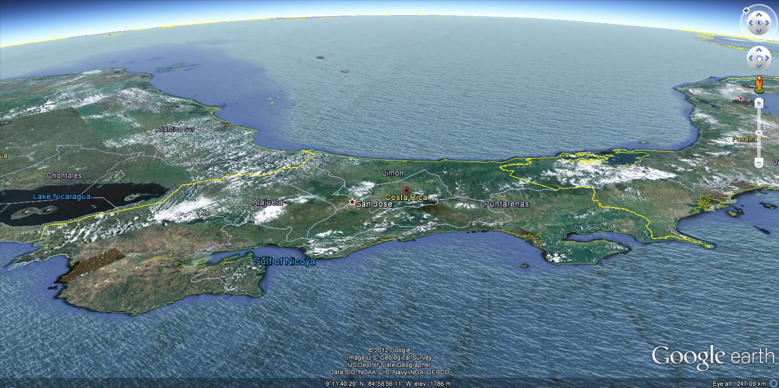 Costa Rica Erde Map